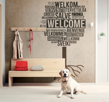 Fotomural frase bienvenido en varios idiomas - TenVinilo