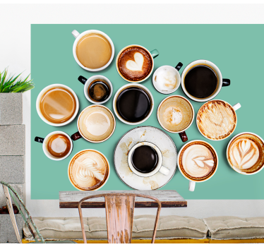 Fotomural frase colección tazas de café - TenVinilo