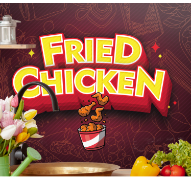 Fotomural frase delicia de pollo frito - TenVinilo