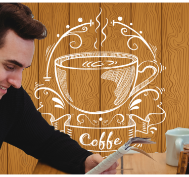 Fotomural frase diseño de taza de café - TenVinilo