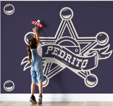 Mural de pared infantil insignia de sheriff personalizada - TenVinilo
