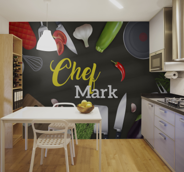 Mural para comedor opción de personalización chef - TenVinilo