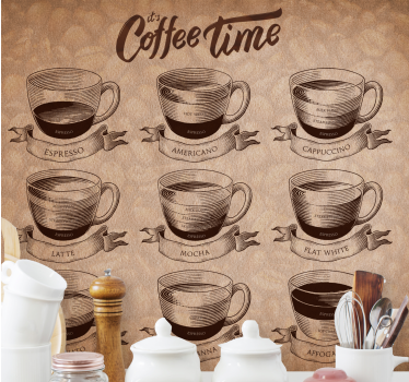 Fotomural frase opciones de bebidas para café - TenVinilo