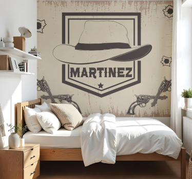 Mural para dormitorio juvenil tema vaquero personalizable - TenVinilo
