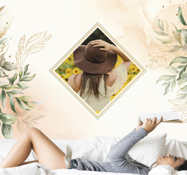 Fotomural gente mujer con sombrero de girasoles - TenVinilo