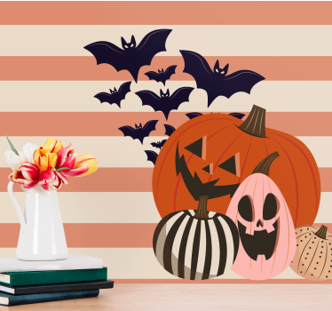 Fotomural halloween calabazas y murciélagos - TenVinilo
