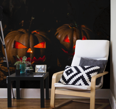 Fotomural Halloween caras de calabaza brillantes - TenVinilo