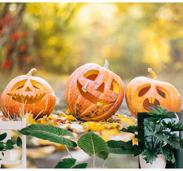 Fotomural Halloween caras de calabaza talladas - TenVinilo