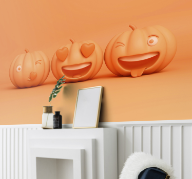 Mural para cocina caras de calabaza divertidas - TenVinilo