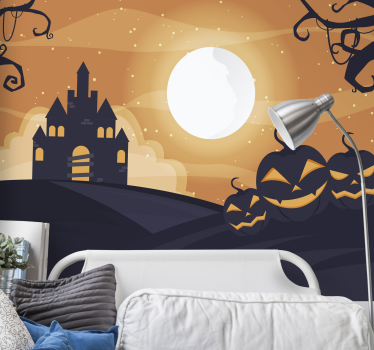 Fotomural Halloween noche de castillo embrujado - TenVinilo