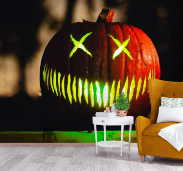 Fotomural Halloween resplandor de calabaza espeluznante - TenVinilo