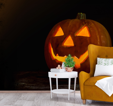 Fotomural Halloween resplandor de calabaza tallada - TenVinilo