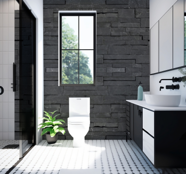 Papel pintado ladrillo color negro para baño - TenVinilo