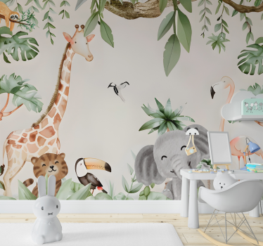 Mural de pared infantil animales selva - TenVinilo