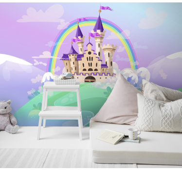 Mural infantil pared castillo de princesa - TenVinilo