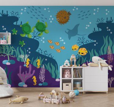 Mural infantil pared  de mar pez en el agua - TenVinilo