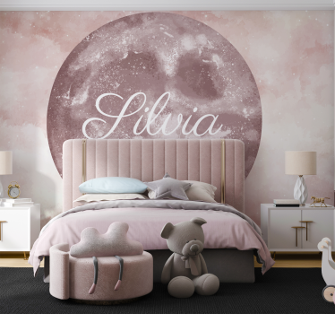 Fotomural infantil luna con nombre - TenVinilo