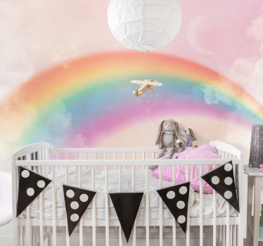 Fotomural infantiles Nubes arcoiris y burbujas - TenVinilo