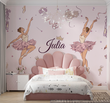 Mural habitación juvenil ballet con nombre - TenVinilo