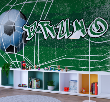 Mural habitación juvenil gol y graffiti con nombre - TenVinilo