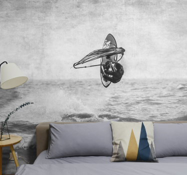 Mural para habitación juvenil windsurf blanco y negro - TenVinilo