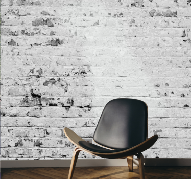 Papel pintado salón efecto ladrillo blanco - TenVinilo