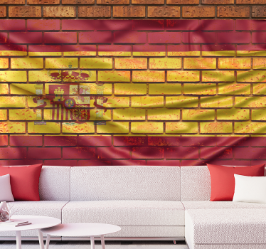 Fotomural imitación ladrillo efecto bandera española - TenVinilo