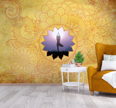 Mural mandala amarillo personalizable - TenVinilo