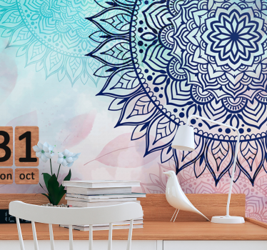 Fotomural mandala diseño artístico en tonos azules - TenVinilo