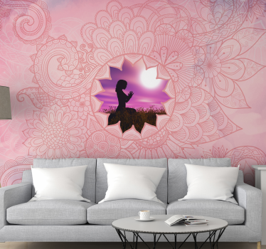 Mural mandala rosa personalizable - TenVinilo