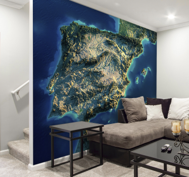 Mural de mapamundi 3D España - TenVinilo