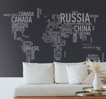 fotomural mapamundi Mapa del mundo con nombres - TenVinilo