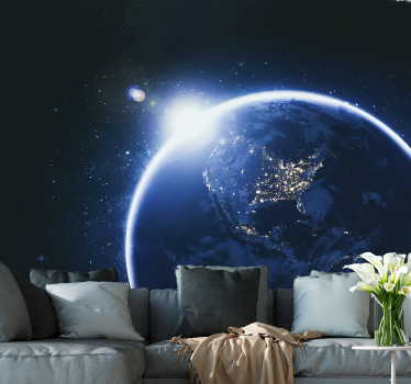 Fotomural espacio vista de la Tierra de noche - TenVinilo