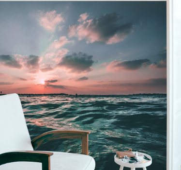 Fotomural mar atardecer sobre las olas - TenVinilo