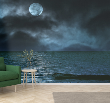 Fotomural mar paisaje marino iluminado por la luna - TenVinilo