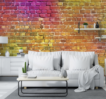 Papel pintado ladrillo colorido tonos cálidos - TenVinilo