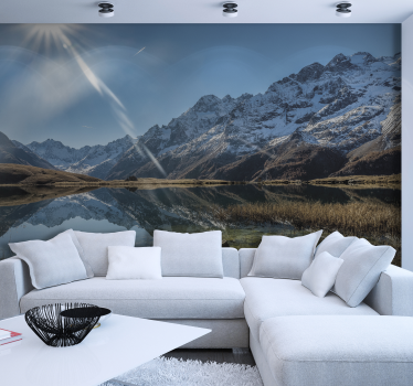 Fotomural montaña Lago y montaña niebla wallmural - TenVinilo