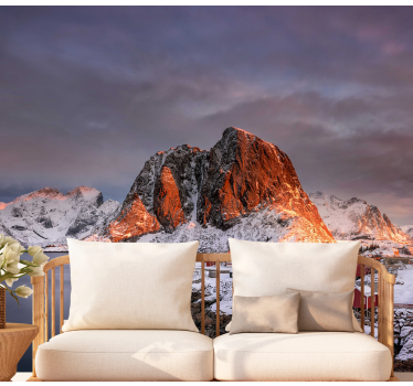 Fotomural montañas al anochecer nevado - TenVinilo