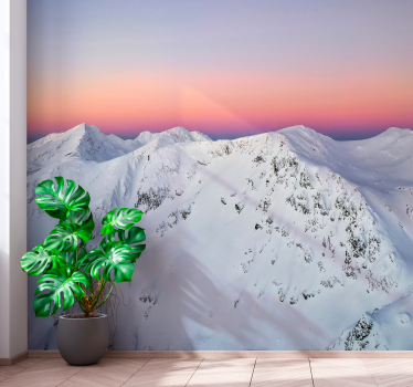 Fotomural montañas atardecer en picos nevados - TenVinilo