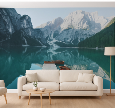 Fotomural montañas lago di braies, dolomitas - TenVinilo