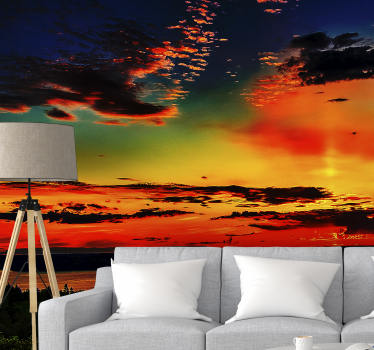 Fotomural montañas paisaje vívido del atardecer - TenVinilo