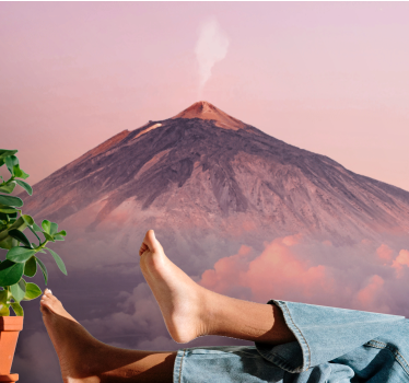 Fotomural montañas pico del volcán humeante - TenVinilo