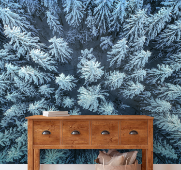 Fotomural naturaleza bosque de pinos congelados - TenVinilo