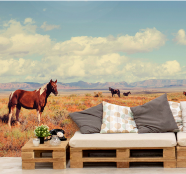 Fotomural de naturaleza caballos en la pradera - TenVinilo