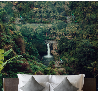 Fotomural naturaleza cascada en la jungla exuberante - TenVinilo