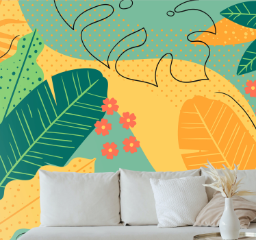 Fotomural naturaleza decoración de hojas tropicales - TenVinilo