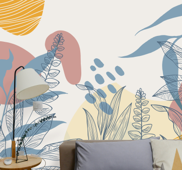 Fotomural naturaleza elementos de plantas estilizadas - TenVinilo