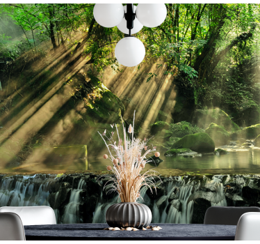 Fotomural naturaleza entorno sereno de cascada - TenVinilo