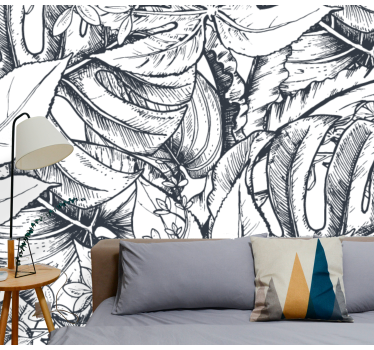 Fotomural naturaleza ilustración botánica frondosa - TenVinilo