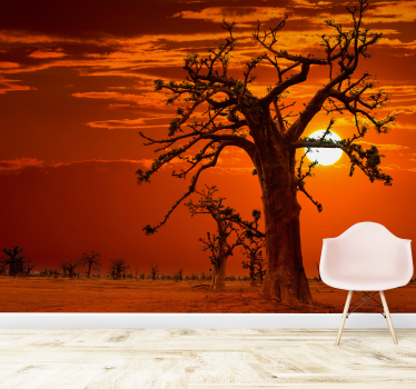 Fotomural naturaleza majestuosos árboles al atardecer - TenVinilo